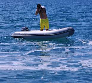 Schlauchboot, als Zubringer zum Schnellboot