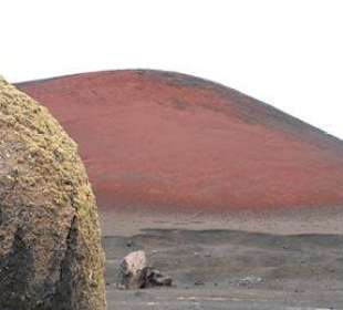Vulkanbombe und roter Krater