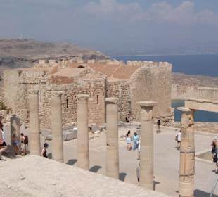 Blick von der Akropolis in Lindos