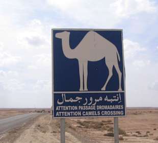 Straßenschild zwischen Tozeur und Chebika
