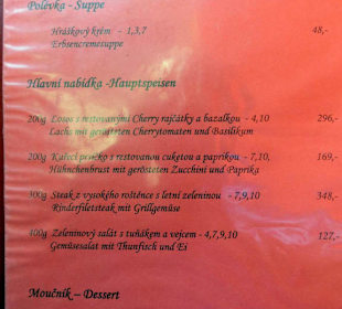 Cepin Getränke- und Speisenkarte