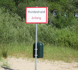 Hinweis zum Beginn des Hundestrandes