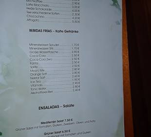 Speisekarte La vie est belle