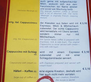 Die Speisekarte-/Angebote Unterkofler
