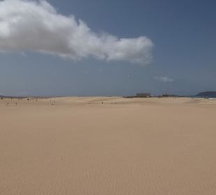 Blick auf die Dünen, im Hintergrund das Riu-Hotel