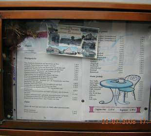 Speisekarte am Eingang