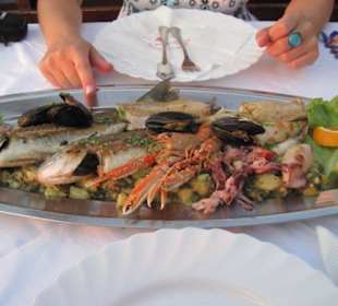 Fischplatte im Restaurant "La Rosa"