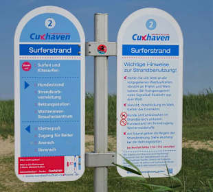 Infotafel am Surferstrand von Sahlenburg