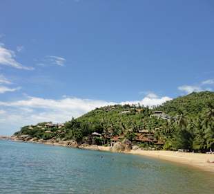 Blick aus dem Meer zum Strand