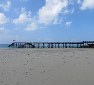Ankunft am Strand von Prison Island