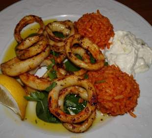 Tintenfisch vom Grill im Santorini