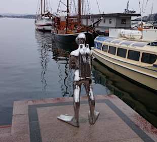 Nurek spogląda z portu w stronę morza