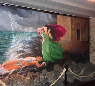 Malerarbeiten an der Wand im Turm