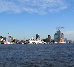 Blick von der Elbe auf Hamburg