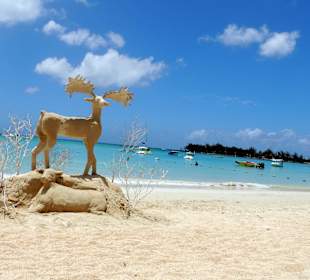 Sandart by Sanjay Jhowry on the beach in Pereybere