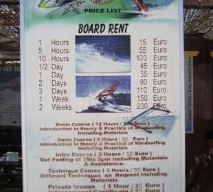 Preisliste der Surfstation