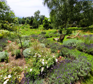 Beete mit Sitzgelegenheiten