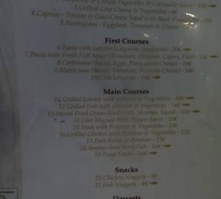 Morabeza Speisekarte