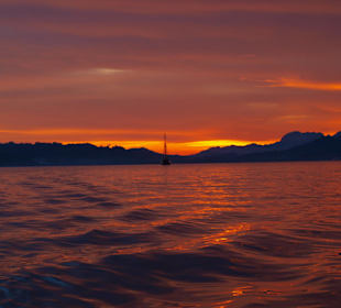 Sonnenuntergang an Bord