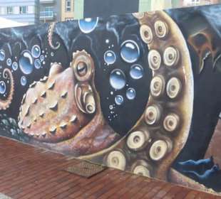 Bauzaun an der Strandpromenade Las Canteras