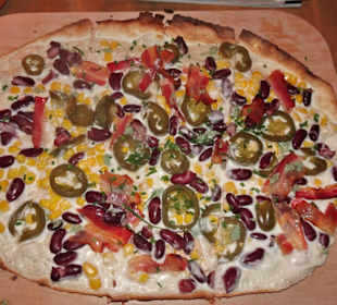 Der scharfe Flammkuchen "Tex Mex" im Le Feu Bremen