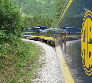 Mit der Train in der Natur Alaskas