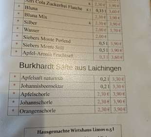 Speisekarte Stand: 08/2025