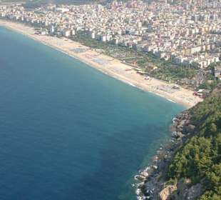Blick von der Burg auf den Kleopatrastrand