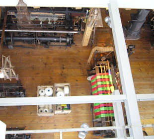 Blick von oben auf die Weberei