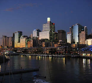 Die Skyline vom Darling Harbour aus
