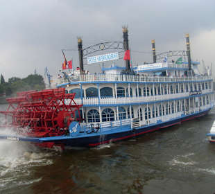 Eine Fahrt mit dem Raddampfer über die Elbe.