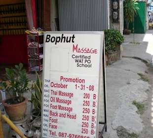 Preisübersicht Bophut Massage