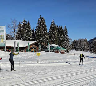 Langlaufloipe an der Hütte