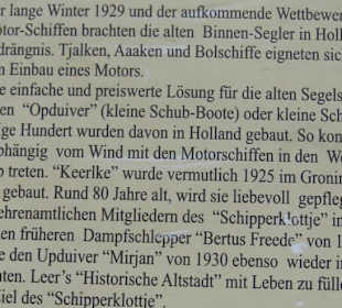 Museumshafen: Tafel beim Schlepper Keerlke 