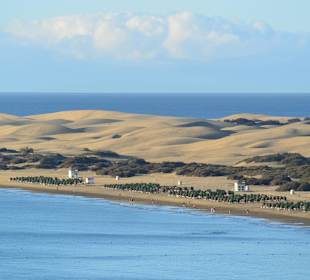 Der Playa und die Dünen mit Teleobjektiv