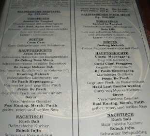 Karte des Restaurant Bumbu Bali