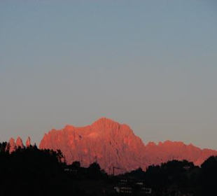 Alpenglühen am Rosengarten Unesco Naturerbe