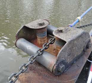 Die Seilführung der Prahmfähre Gräpel