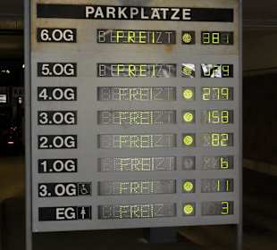 Parkleitsystem in beiden Parkhäusern