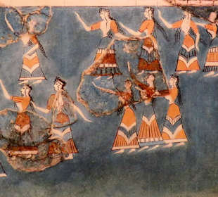 Fresco mit kultischen Tänzerinnen