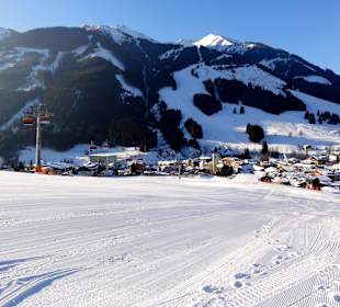 Das Ende der Mais-Abfahrt nach Saalbach