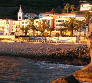 Hotel bei Sonnenuntergang
