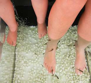 Fische knabbern die Hornhaut ab