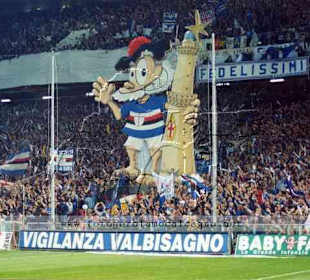 Partita della Sampdoria, campo da gioco e mascotte