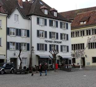 Old buildings on the market square of Überlingen