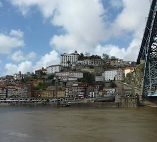 Blick von Vila Nova de Gaia auf Ribeira von Porto