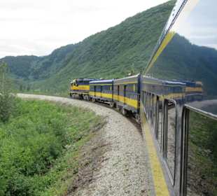 Mit der Train in der Natur Alaskas