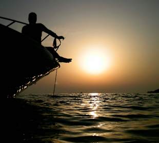 Sonnenuntergang auf der Yacht