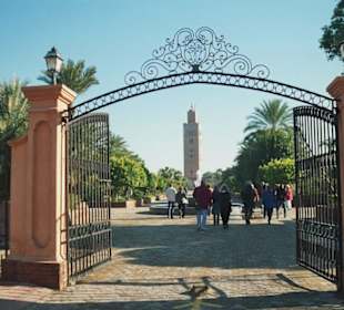 Eingang Olivengarten mit Blick auf Minarett