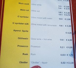 Die Speisekarte-/Angebote Unterkofler